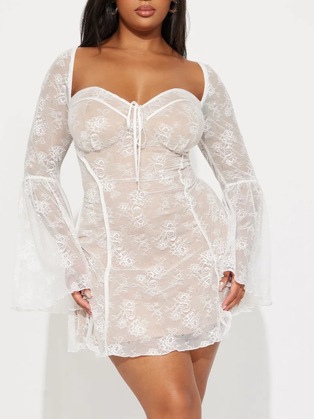 Fashion nova Analise Lace Mini Dress - Nude/combo.